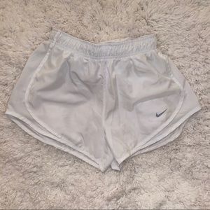All white Nike shorts